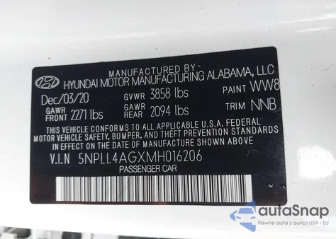 2021 Hyundai Elantra Se z USA, uszkodzony, nr VIN 5NPLL4AGXMH016206